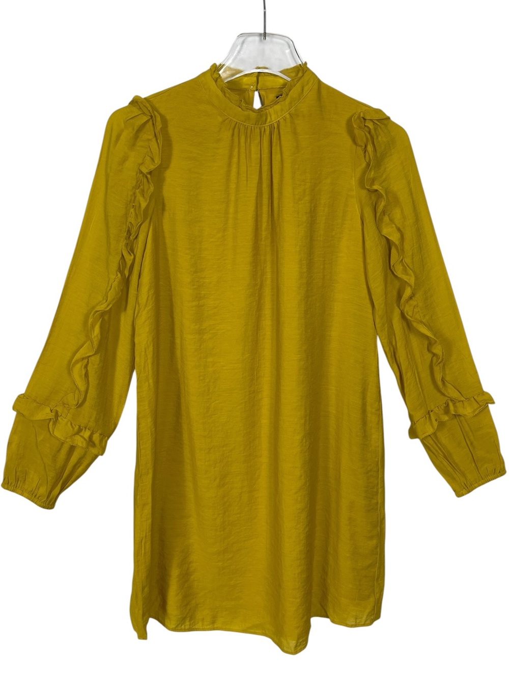 Ann Taylor Linen Blend Ruffle Sleeve Dress Yellow Size 0P